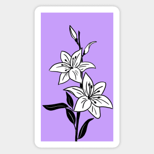 Black and White Lily Flowers Magnet